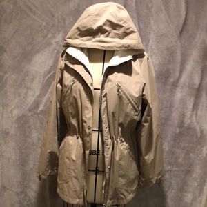 Beige rain coat